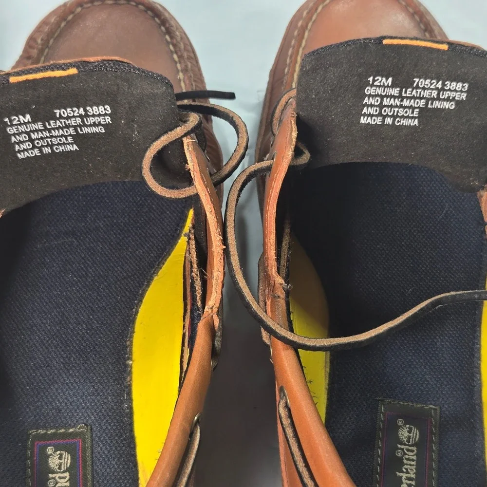 Timberland Mens Brown Leather Boat Shoes 2-Eye Loafers 70524 3883 Size 12M